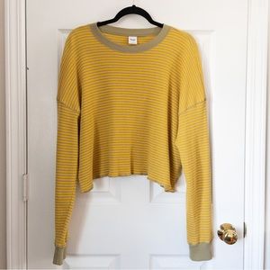 Tna Striped Ribbed Knit Long Sleeve Shirt